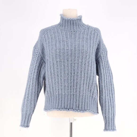 MM6 MAISON MARGIELA Chunky Ribbed Knit Turtleneck Sweater Blue Size 38 (US 6) - Picture 1 of 7